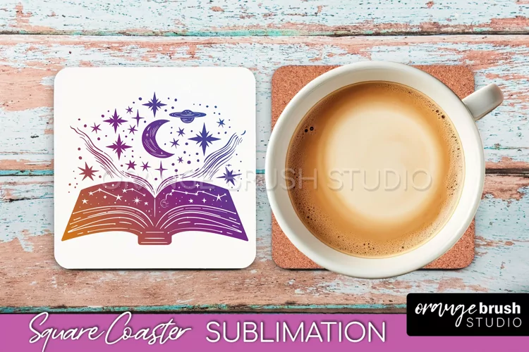 Boho Mystical Square Coaster PNG - Celestial Sublimation