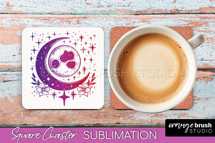 Boho Mystical Square Coaster PNG - Celestial Sublimation example image 1