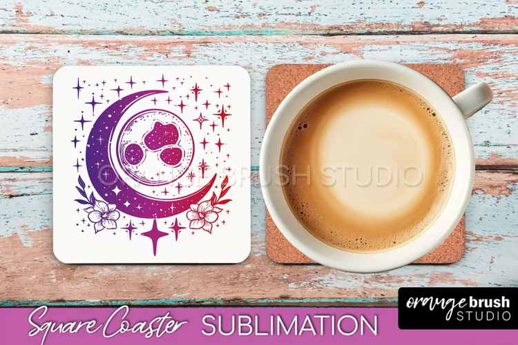 Boho Mystical Square Coaster PNG - Celestial Sublimation
