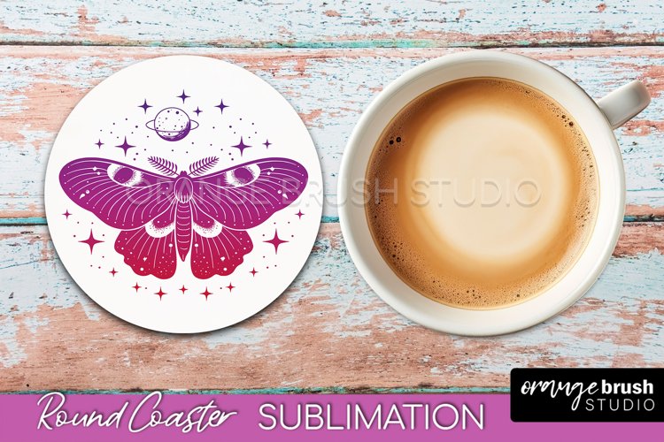 Celestial Coaster Sublimation, Boho Mystical Round Coaster example image 1