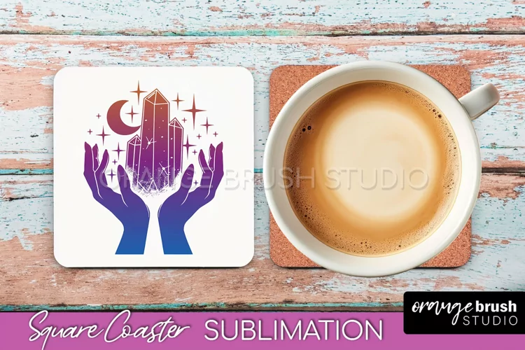 Boho Mystical Square Coaster PNG - Celestial Sublimation