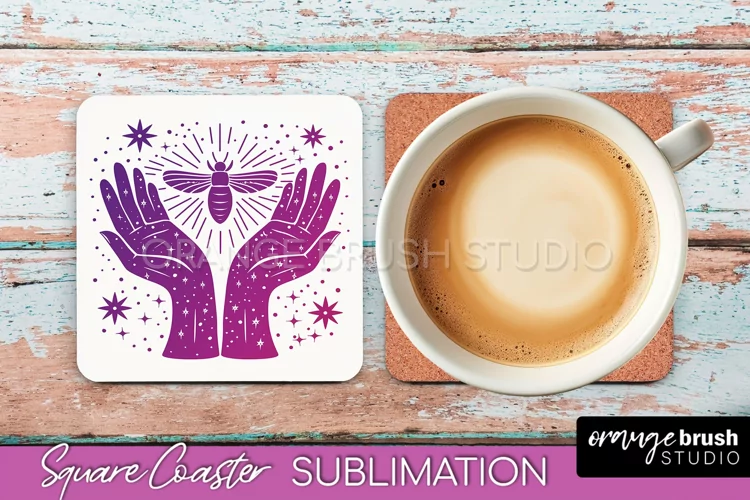 Boho Mystical Square Coaster PNG - Celestial Sublimation