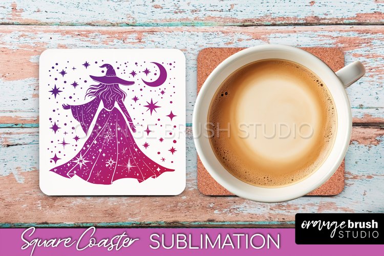 Boho Mystical Square Coaster PNG - Celestial Sublimation example image 1
