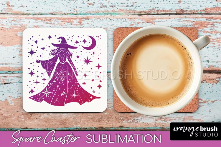 Boho Mystical Square Coaster PNG - Celestial Sublimation