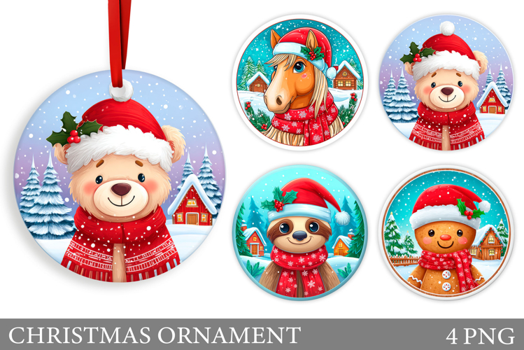 Christmas Ornament Design. Cute Animals Christmas Ornament
