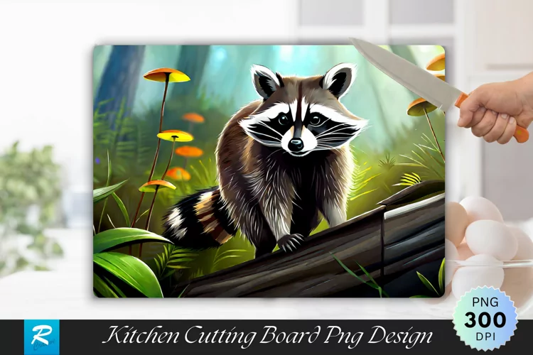 Racoon Background Cutting Board Sublimation Design