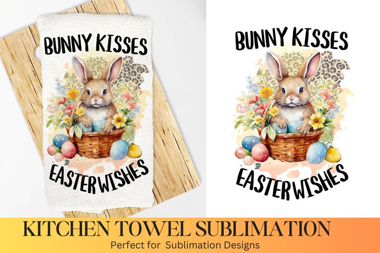 Bunny kisses , Farmhouse Kitchen Towel, Kitchen Towel example image 1