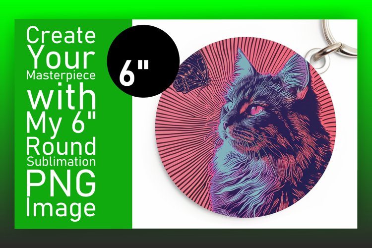 Vibrant Cat Sublimation: Round   Keychain Variety