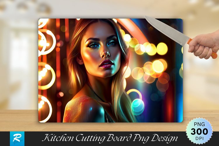 Beauty Model with Lights Cutting Board Sublimation Design
