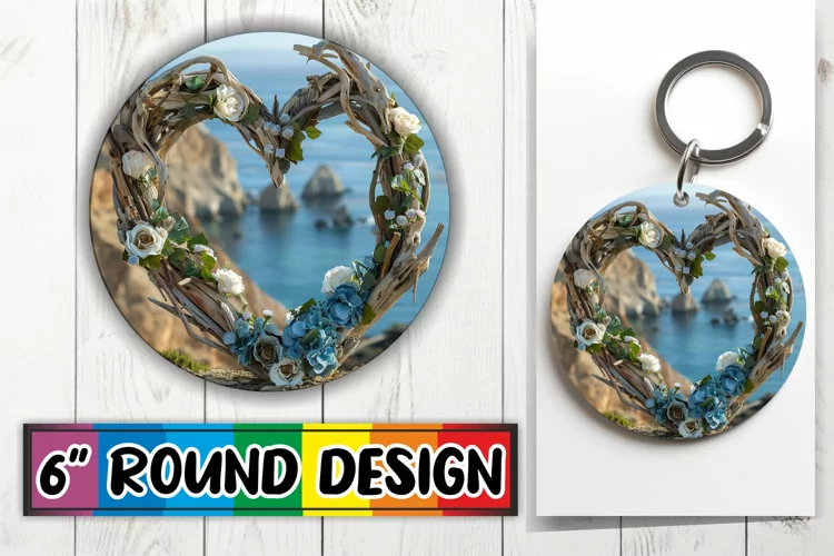 Serene Summer Landscape Sublimation 3D Heart Frame