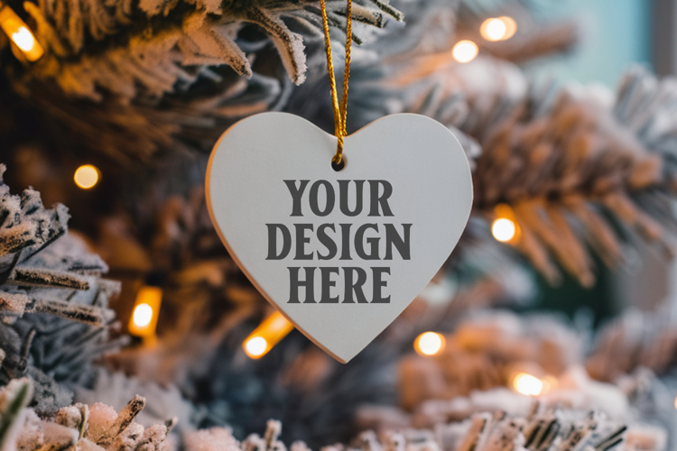 Holiday Love Heart Ornament Mockups | Romantic Christmas Tre