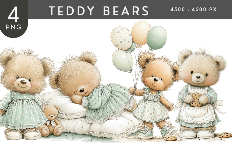 Storybook Teddy Bear Clipart Set