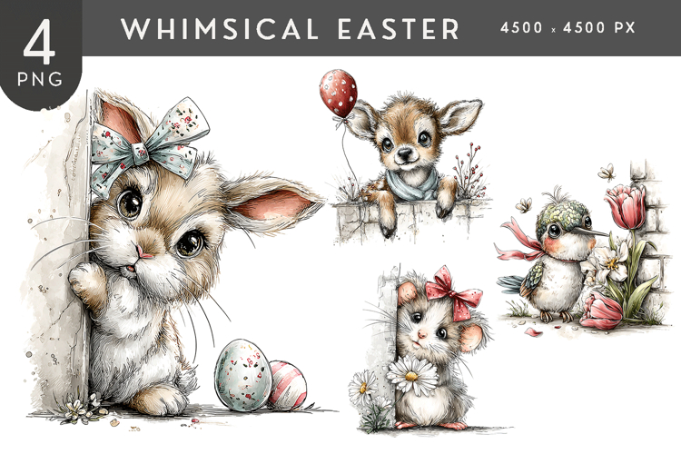 Whimsical Easter Animal Friends PNG