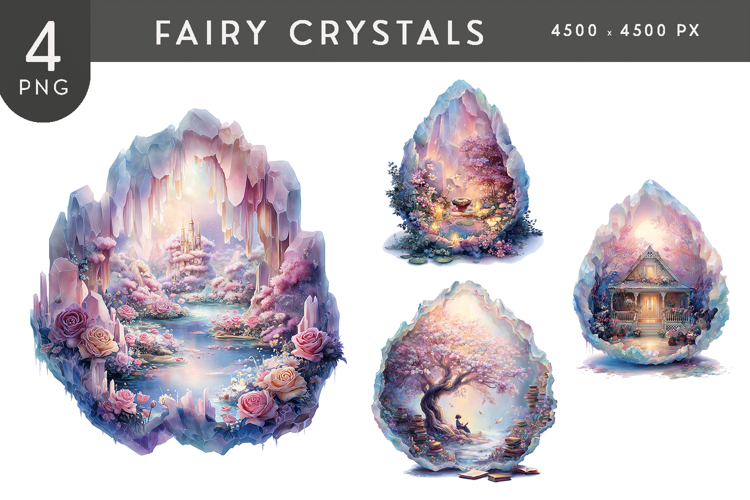 Dreamy Fantasy Crystal Scenes PNG Clipart