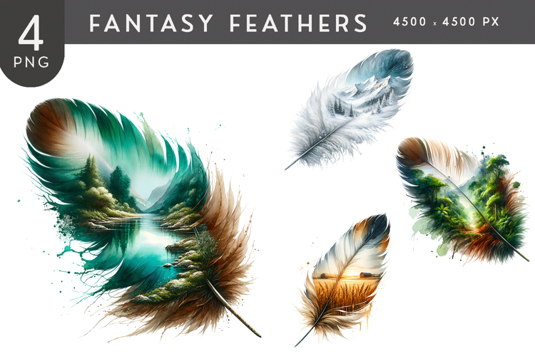 Fantasy Nature Feather PNG Pack