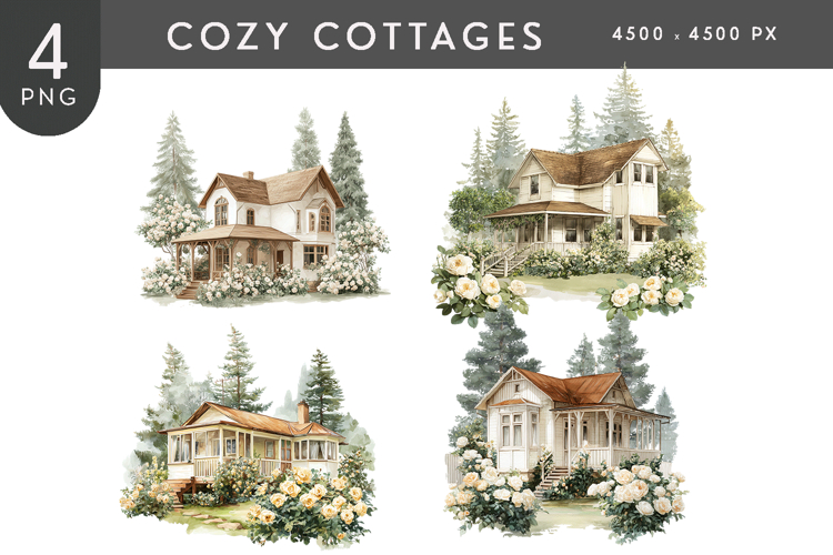 Vintage Style Cottage Clipart