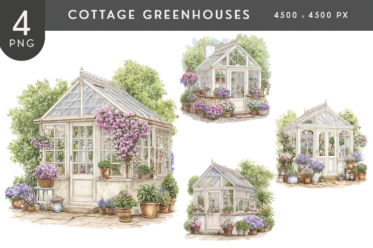 Garden Greenhouse Illustration Set