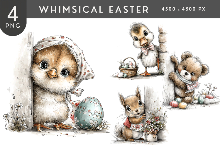 Whimsical Easter Woodland Animals PNG