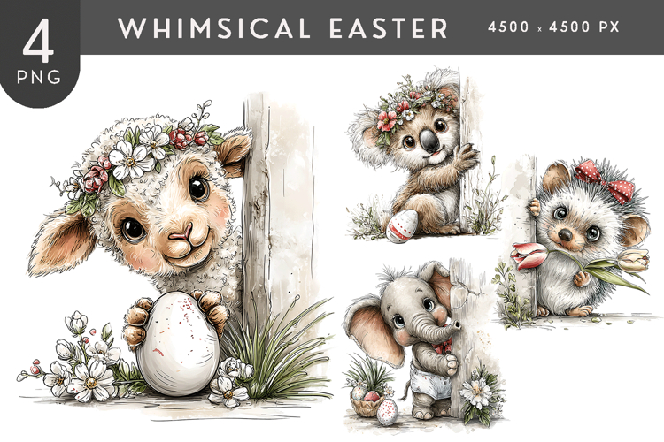 Whimsical Easter Animal Friends PNG