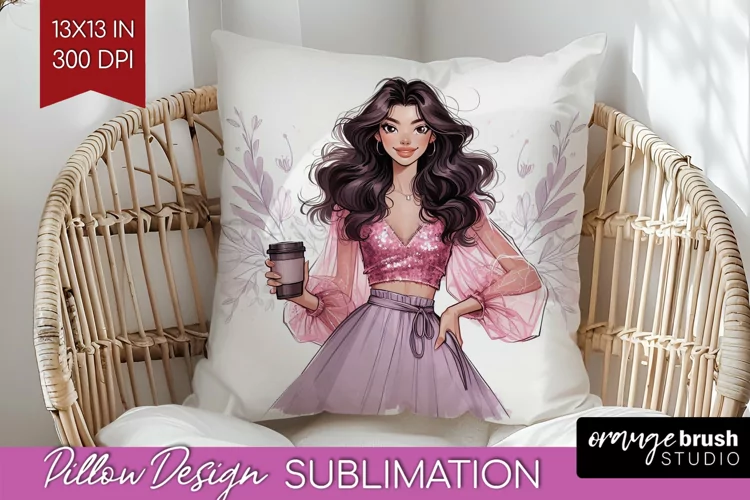 Coffee Girl Pillow Sublimation - Coffee Lover Pillow Cover