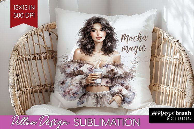Coffee Girl Pillow Sublimation - Coffee Lover Pillow Cover example image 1