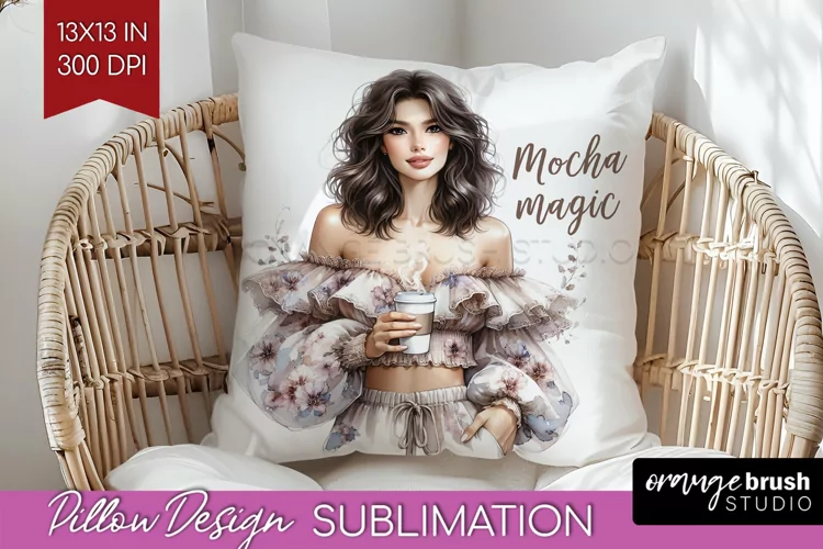 Coffee Girl Pillow Sublimation - Coffee Lover Pillow Cover
