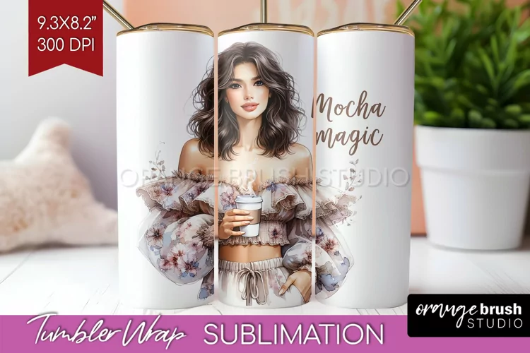 Coffee Girl Tumbler Wrap - Coffee Lover Tumbler PNG