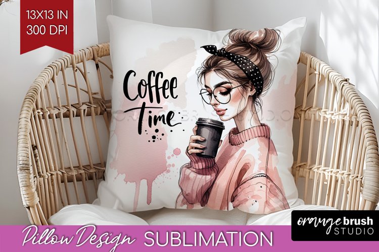 Coffee Girl Pillow Sublimation - Coffee Lover Pillow Cover example image 1