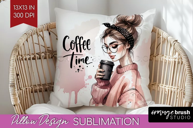 Coffee Girl Pillow Sublimation - Coffee Lover Pillow Cover