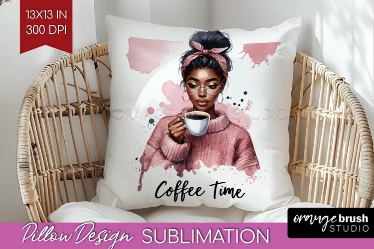 Coffee Girl Pillow Sublimation - Coffee Lover Pillow Cover