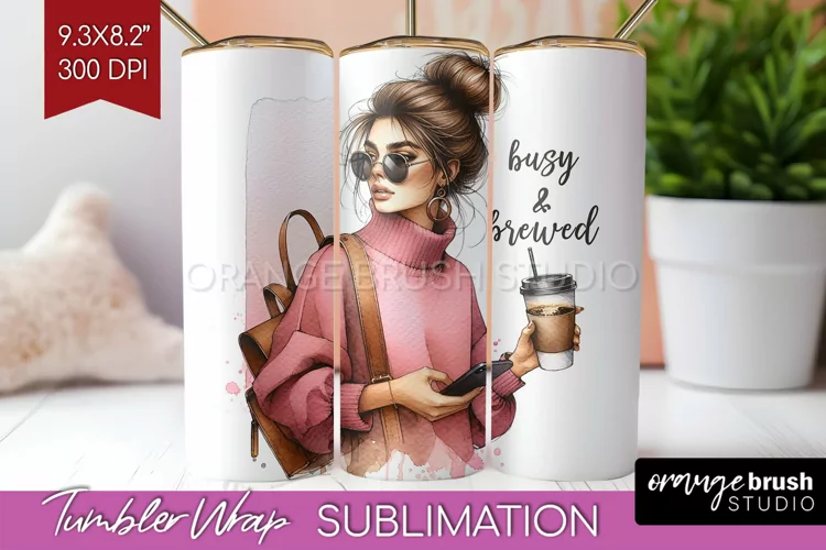 Coffee Girl Tumbler Wrap - Coffee Lover Tumbler PNG