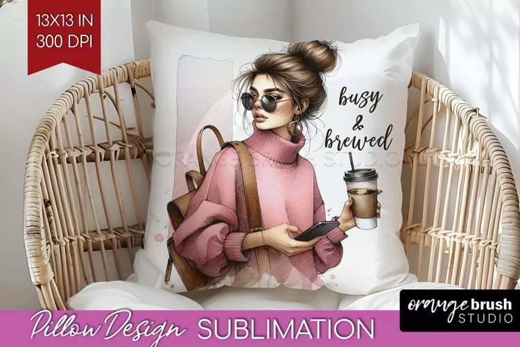 Coffee Girl Pillow Sublimation - Coffee Lover Pillow Cover