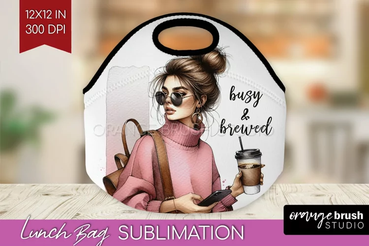 Coffee Girl Lunch Bag - Coffee Lover Lunch Bug PNG