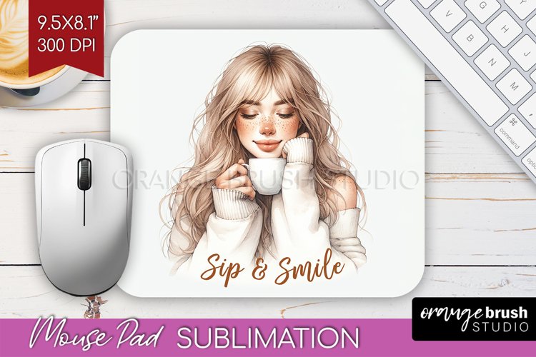 Coffee Girl Mouse Pad Sublimation - Coffee Lover Mousepad
