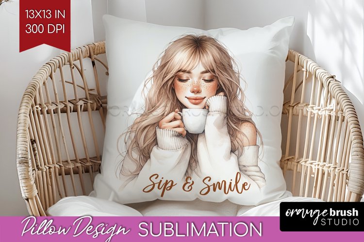 Coffee Girl Pillow Sublimation - Coffee Lover Pillow Cover