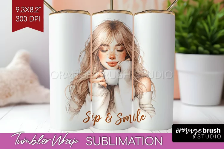 Coffee Girl Tumbler Wrap - Coffee Lover Tumbler PNG