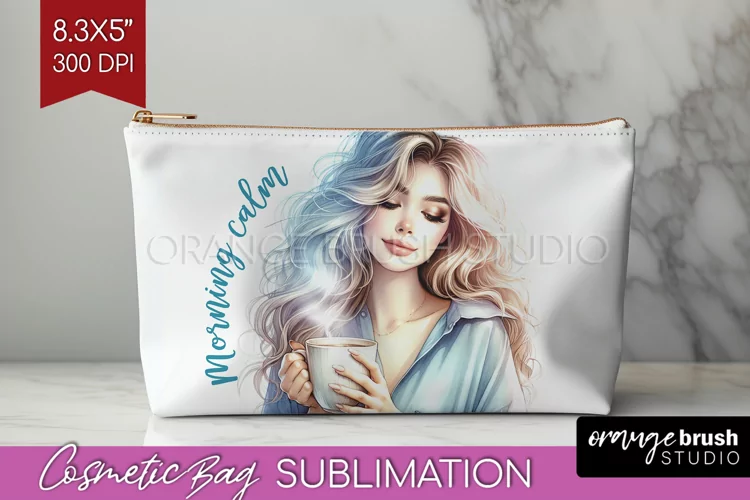 Coffee Girl Cosmetic Bag - Coffee Lover Makeup Bag PNG