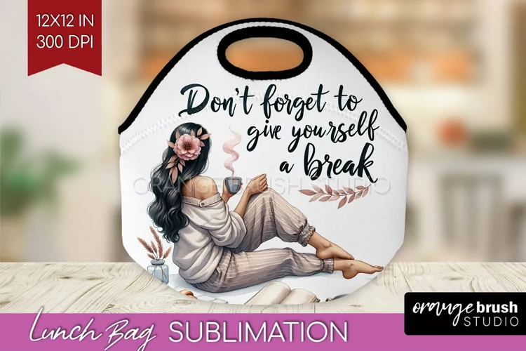 Coffee Girl Lunch Bag - Coffee Lover Lunch Bug PNG