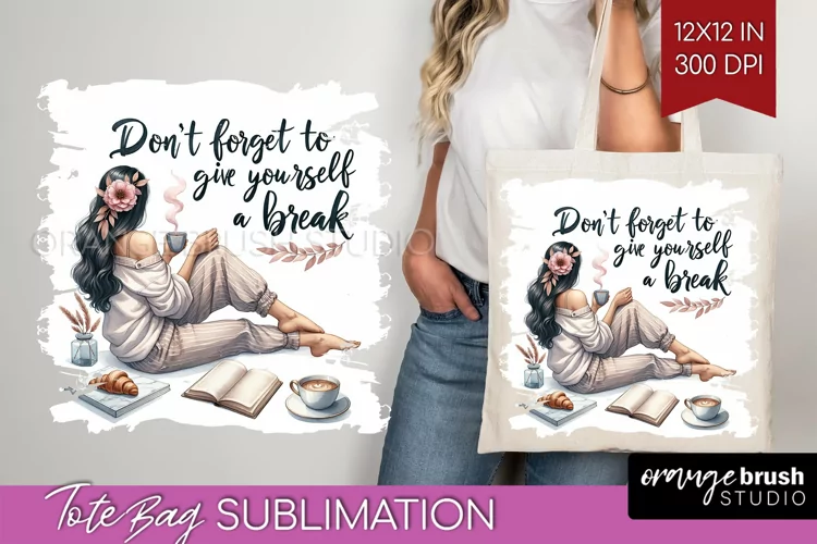 Coffee Girl Tote Bag - Coffee Lover Tote Bag PNG Sublimation