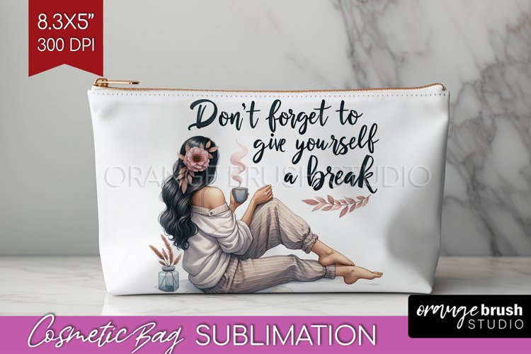 Coffee Girl Cosmetic Bag - Coffee Lover Makeup Bag PNG example image 1