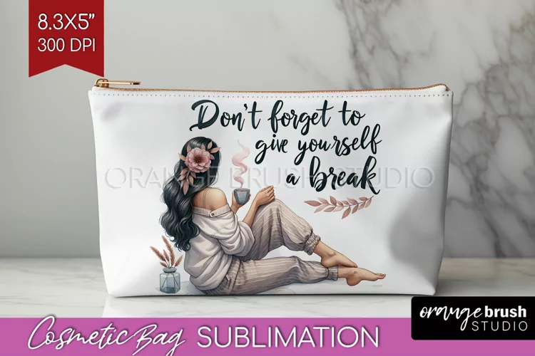 Coffee Girl Cosmetic Bag - Coffee Lover Makeup Bag PNG