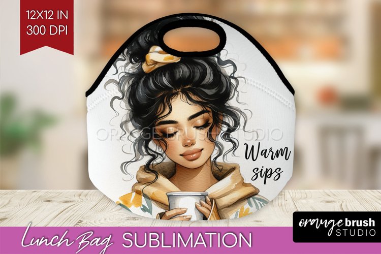 Coffee Girl Lunch Bag - Coffee Lover Lunch Bug PNG example image 1