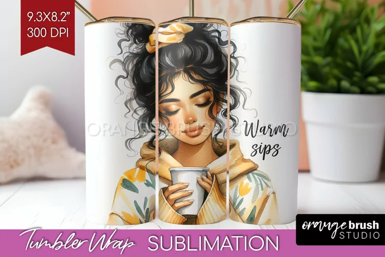 Coffee Girl Tumbler Wrap - Coffee Lover Tumbler PNG