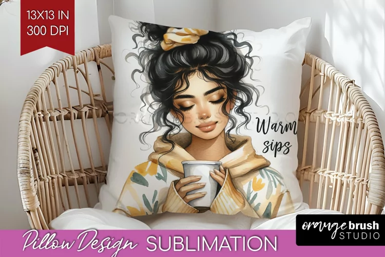Coffee Girl Pillow Sublimation - Coffee Lover Pillow Cover