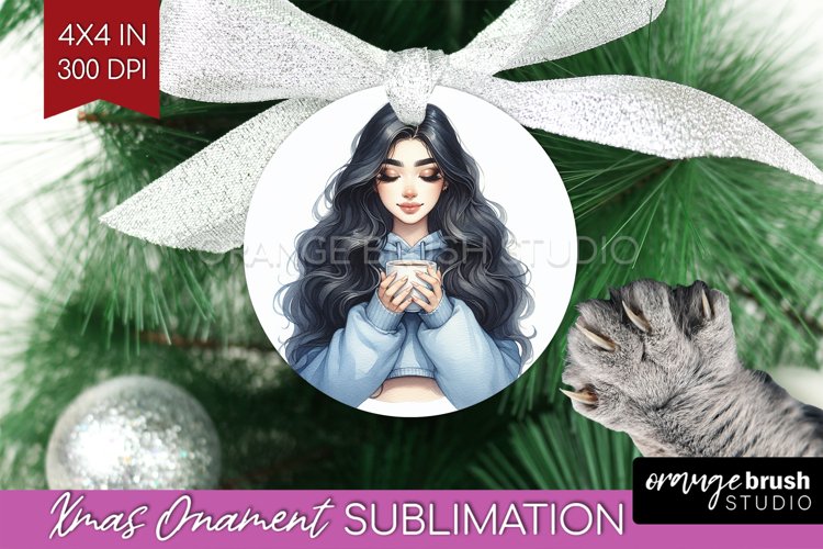 Coffee Girl Ornament PNG - Coffee Lover PNG Sublimation