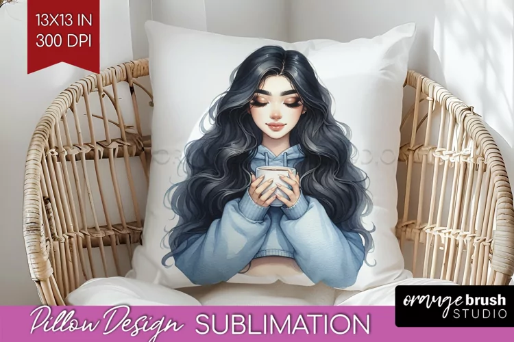 Coffee Girl Pillow Sublimation - Coffee Lover Pillow Cover