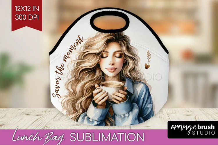 Coffee Girl Lunch Bag - Coffee Lover Lunch Bug PNG