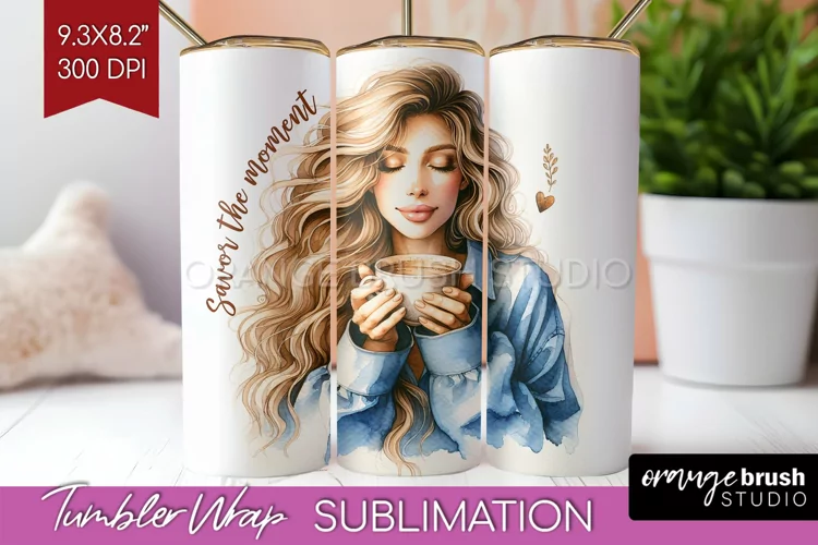 Coffee Girl Tumbler Wrap - Coffee Lover Tumbler PNG