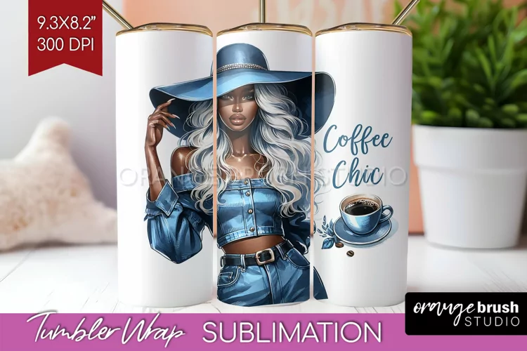 Coffee Girl Tumbler Wrap - Coffee Lover Tumbler PNG