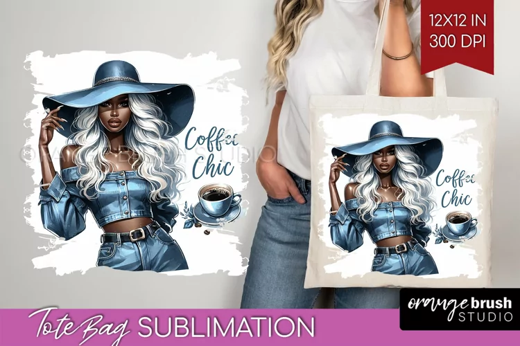 Coffee Girl Tote Bag - Coffee Lover Tote Bag PNG Sublimation